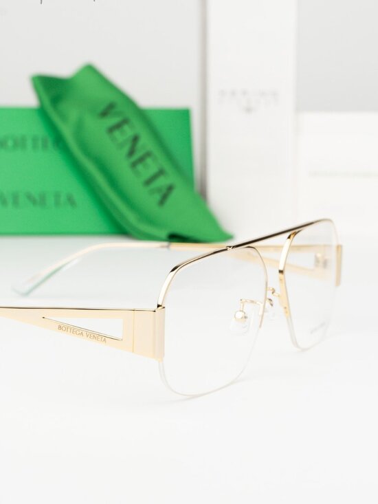 Bottega Veneta Women Eyeglasses Gold Demo Pilot BV1067O 002 NEW AUTHENTIC main image 8